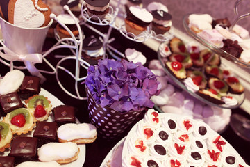 Obraz na płótnie Canvas Mix of wedding sweets on table