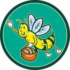 Bee Carrying Basket With Bread Cartoon