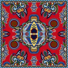 Plexiglas foto achterwand red ornamental floral paisley bandanna © Kara-Kotsya