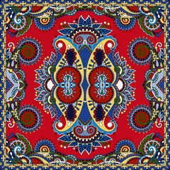 Poster red ornamental floral paisley bandanna © Kara-Kotsya