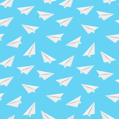 Seamless pattern with paper airplanes