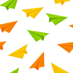 Seamless pattern with paper airplanes