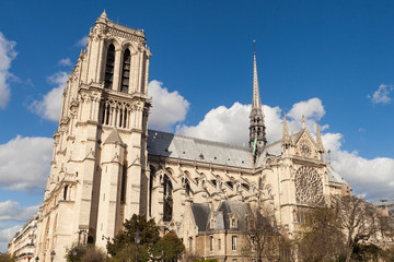 Fototapeta na wymiar Notre Dame Famous Catholic Church and Landmark in Paris France