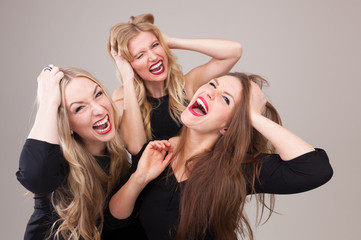 Frauen machen Foto vor Photobooth