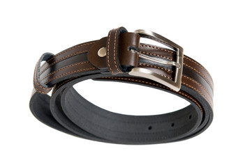 brown leather belt fashion for men on white background
