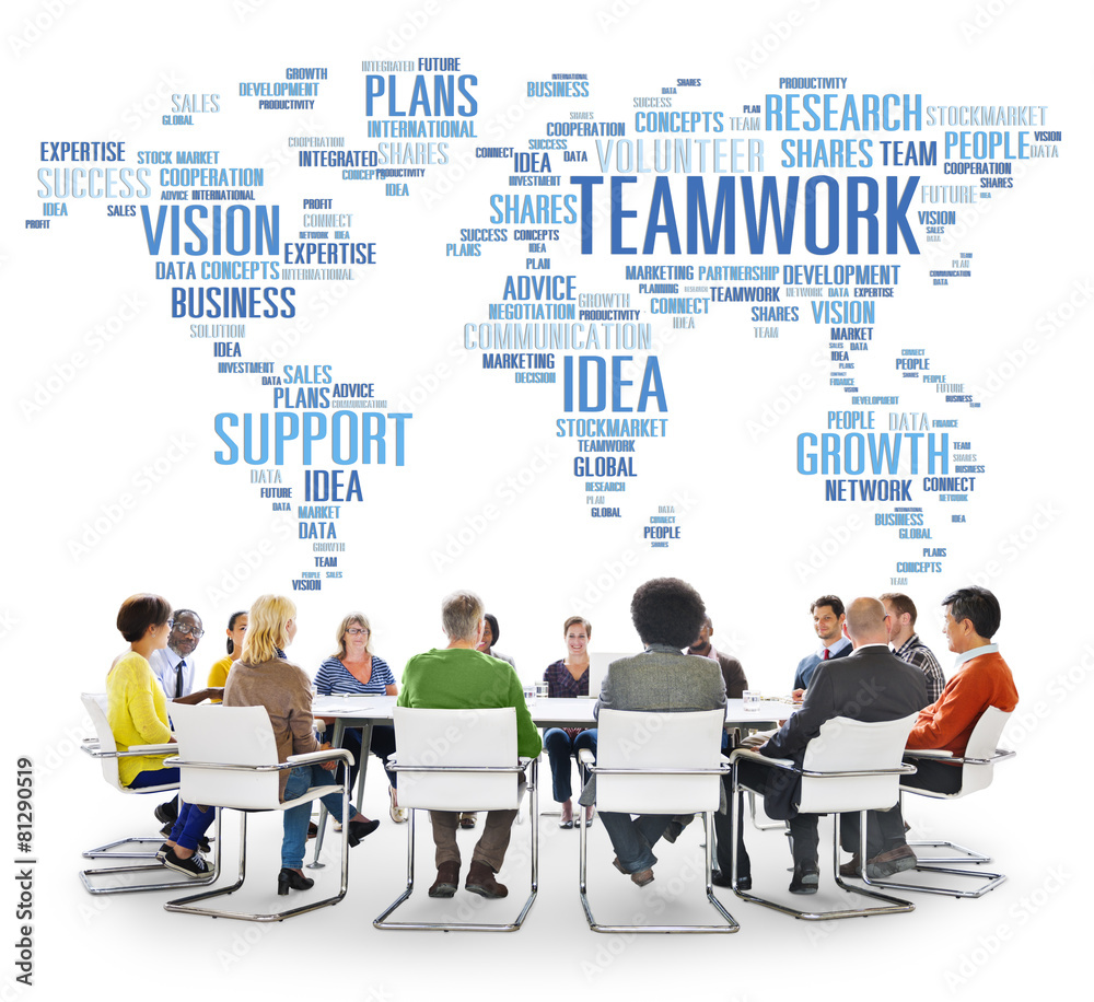 Wall mural Global People Discussion Meeting Support Teamwork Concept - Wall murals