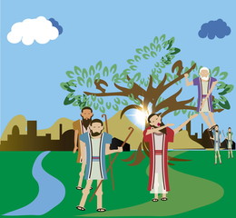 Luke 19:1-10.  Zacchaeus climbed a tree because he was too short