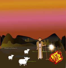 Moses and the Burning Bush ,Exodus 3:2-4