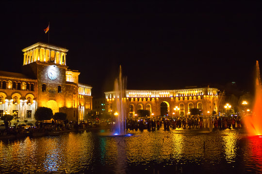 Night Yerevan's central square