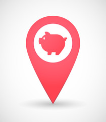 Map mark icon with a pig