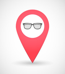 Map mark icon with a glasses