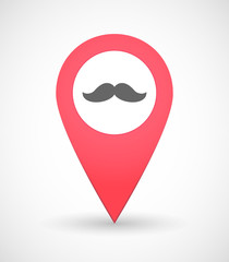 Map mark icon with a moustache