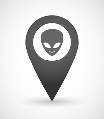 Map mark icon with an alien