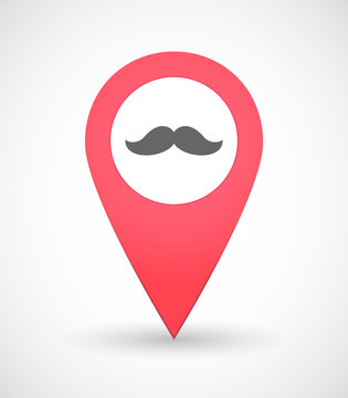 Map mark icon with a moustache