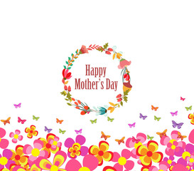 mothers day with flower and butterflies colorful