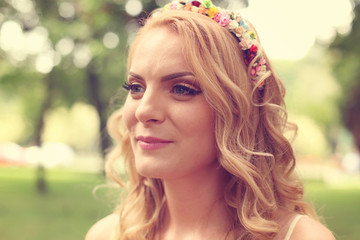 Naklejka premium Beautiful bride in her wedding day