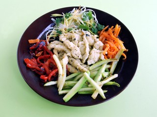 boiled paste and vegetables as vegetarian meal