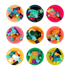 Set of flat design circle option infographics concepts