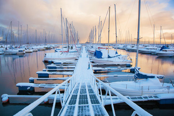 Winter view of a marina in Trondheim - Powered by Adobe