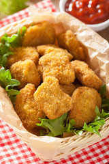chicken nuggets with ketchup