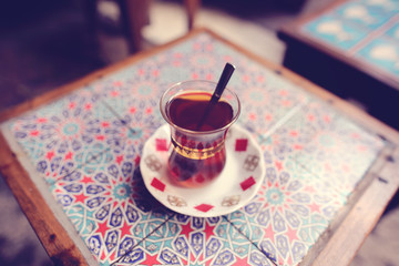 Traditional cup of turkish tea - obrazy, fototapety, plakaty