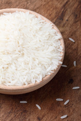 jasmine rice in a wooden bowl
