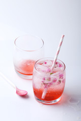 two glass of flower soda drinks