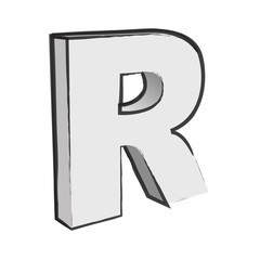 Retro 3d Alphabet R Text Vector