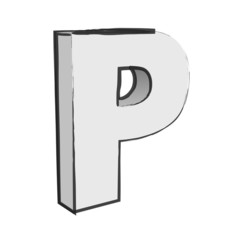 Retro 3d Alphabet P Text Vector