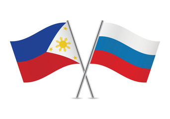 Russian and Philippines flags. Vector illustration.
