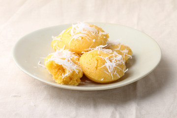 Thai sweet dessert ,sugar palm cake with coconut