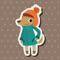 winter animal dog flat icon elements background,eps10
