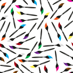 various color paint brush seamless pattern eps10
