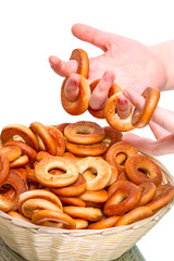Child hand with  bagels