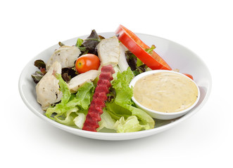 fresh vegetable salad isolated on white background