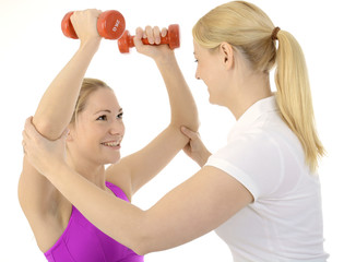 Physiotherapie mit Hanteln und Gewichten