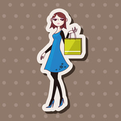 shopping girl theme elements vector,eps