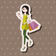 shopping girl theme elements vector,eps