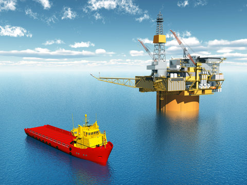 Platform Supply Vessel and Oil Platform