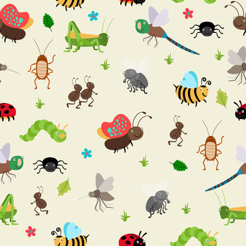 Bugs and Beetles seamless background