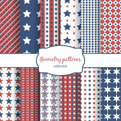 Obraz premium Stars and stripes pattern seamless patterns set