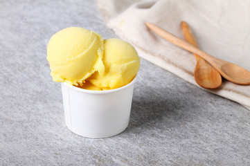 passion fruit sorbet in white cup