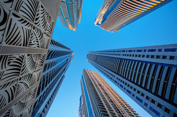 Skyscrapers on a background of blue sky