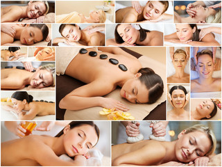Obraz na płótnie Canvas women having facial or body massage in spa salon