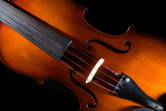 Isolated violin on black background