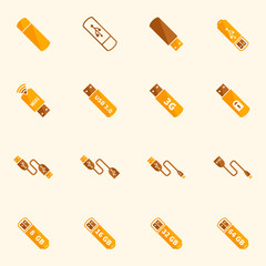 USB flat icons set