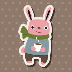 winter animal rabbit flat icon elements background,eps10