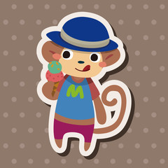 summer animal monkey flat icon elements background,eps10