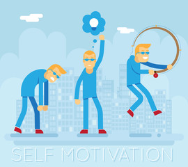 Hipster Characters Self Motivation Concept Urban Landscape City