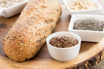 a fresh baked loaf of whole grains bread